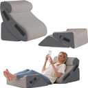 5Pcs Wedge Pillow Set for After Surgery, Orthopedic Bed Wedge Pillow Set for Post Surgery, Acid Reflux Relief, Sleeping, Back Pain Relief, Adjustable Back Pillow for Bed Sitting up, Grey