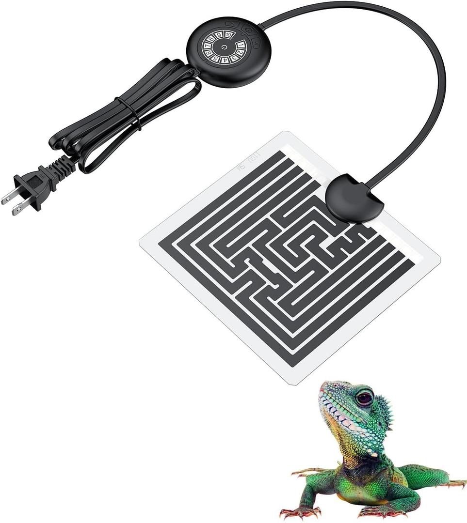 Pawfly 5 W Reptile Heat Pad with Thermostat 5.9 x 5.5 Inch Reptile Heating Pad Under Tank Terrarium Reptile Heat Mat for Turtles Frogs Snakes Lizards Geckos Hermit Crabs & Spiders