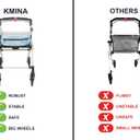 KMINA Narrow Walker for Small Spaces, Foldable Walker with Tray and Basket, 4 Wheels and Brakes, Lightweight Indoor Rollator for Seniors, Blue, PRO Model