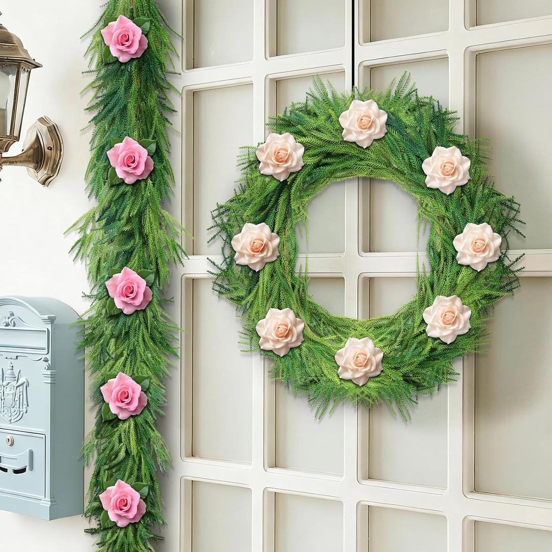 Real Touch Norfolk Pine Wedding Garland - 12ft Soft Artificial Greenery for Wedding Arch, Lush Table Runner Garland for Reception, Realistic Pine Vines for Ceremony Aisle & Backdrop Decor