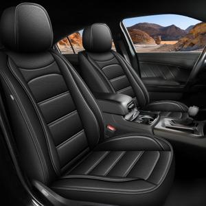 AOMSAZTO Fit for Dodge Charger 2006-2025 Waterproof Leather Seat Covers Custom : Car Seat Cover for Charger R/T SRT SXT GT Scat Pack Comfortable Breathable (Black-2PCS Front Seat)
