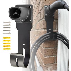 Anina EV Charger Holder for Tesla Car Charging Plug J-Hook Wall-Mount Electric Vehicle Cable Organizer Compatible with Tesla Model X/Y/3/S Heavy-Duty Steel Nozzle Holster Dock