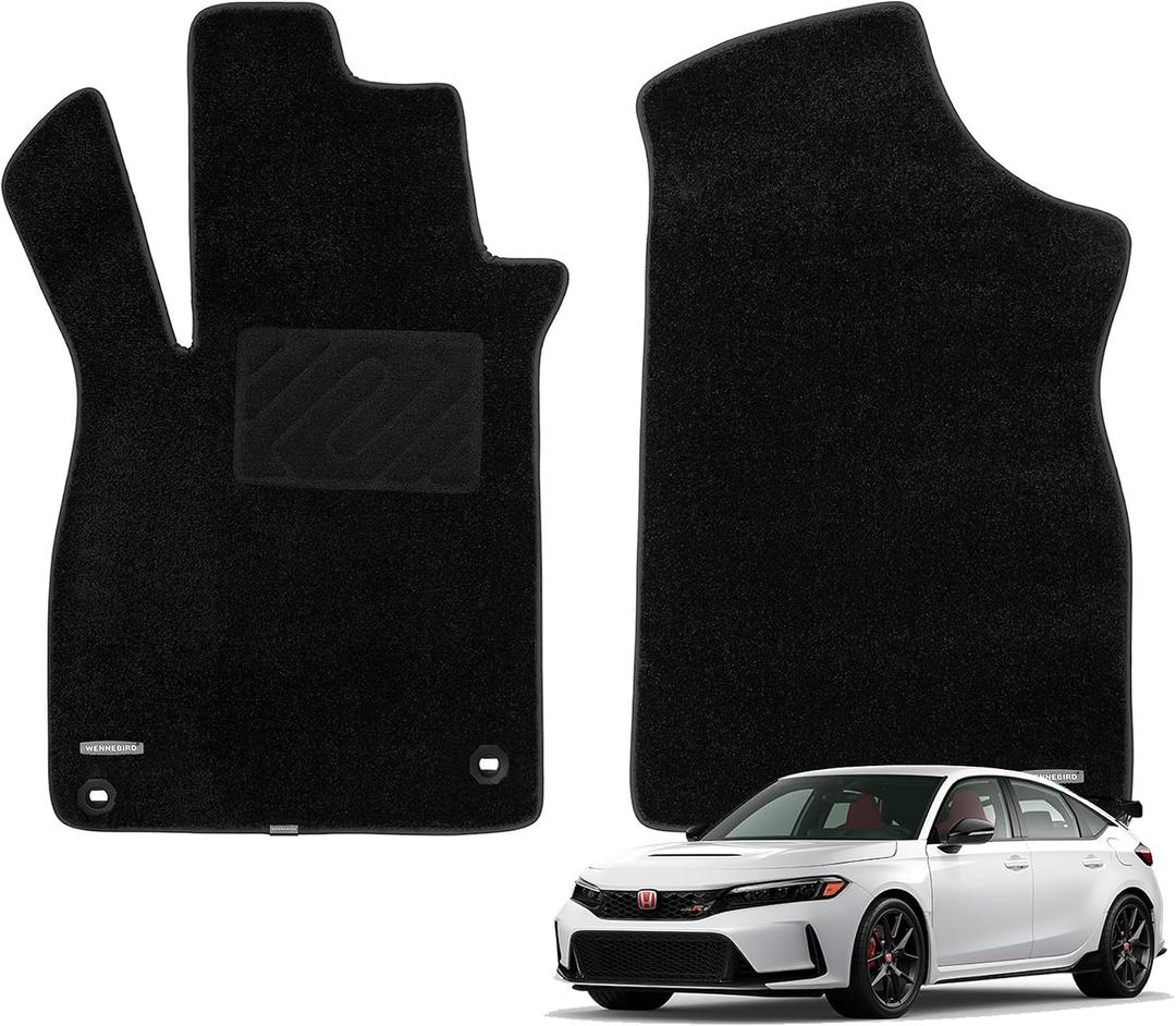 WENNEBIRD Front Carpet Floor Mats for Honda Civic 2022-2026, 2Pc | 0.6-Inch Ultra-Thick Plush Carpet, Noise-Reducing Comfort, Waterproof TPE Layer, Anti-Slip Backing