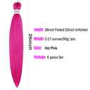 6 x 6Pack Pre Stretched Braiding Hair Hot Pink Braid Hair Prestretched Braiding Hair Box Braiding Hair Magenta Pink Braiding Hair Pre Stretched 26ich
