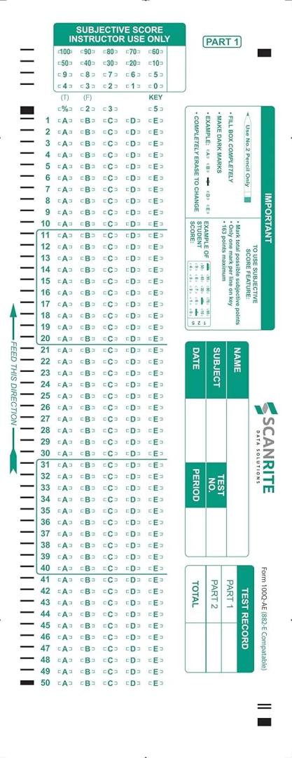 ScanRite - 882-E Scantron Compatible Testing Sheet, 500 pcs