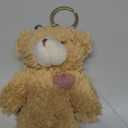 Bear Plush Keychain Toys for Kids with Purple Heart 5" Inch Stuffed Teddy Plushie Backpack Purse Pendant Gift for Girls (B-Brown-Heart)