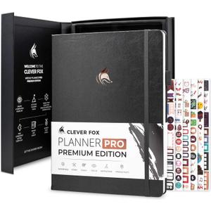 Clever Fox Planner Pro Premium  Luxurious Weekly & Monthly Planner with Budget Organizer for Productivity & Goals, Undated, A4 (Silver Black) (A4 (8.5" x 11"))