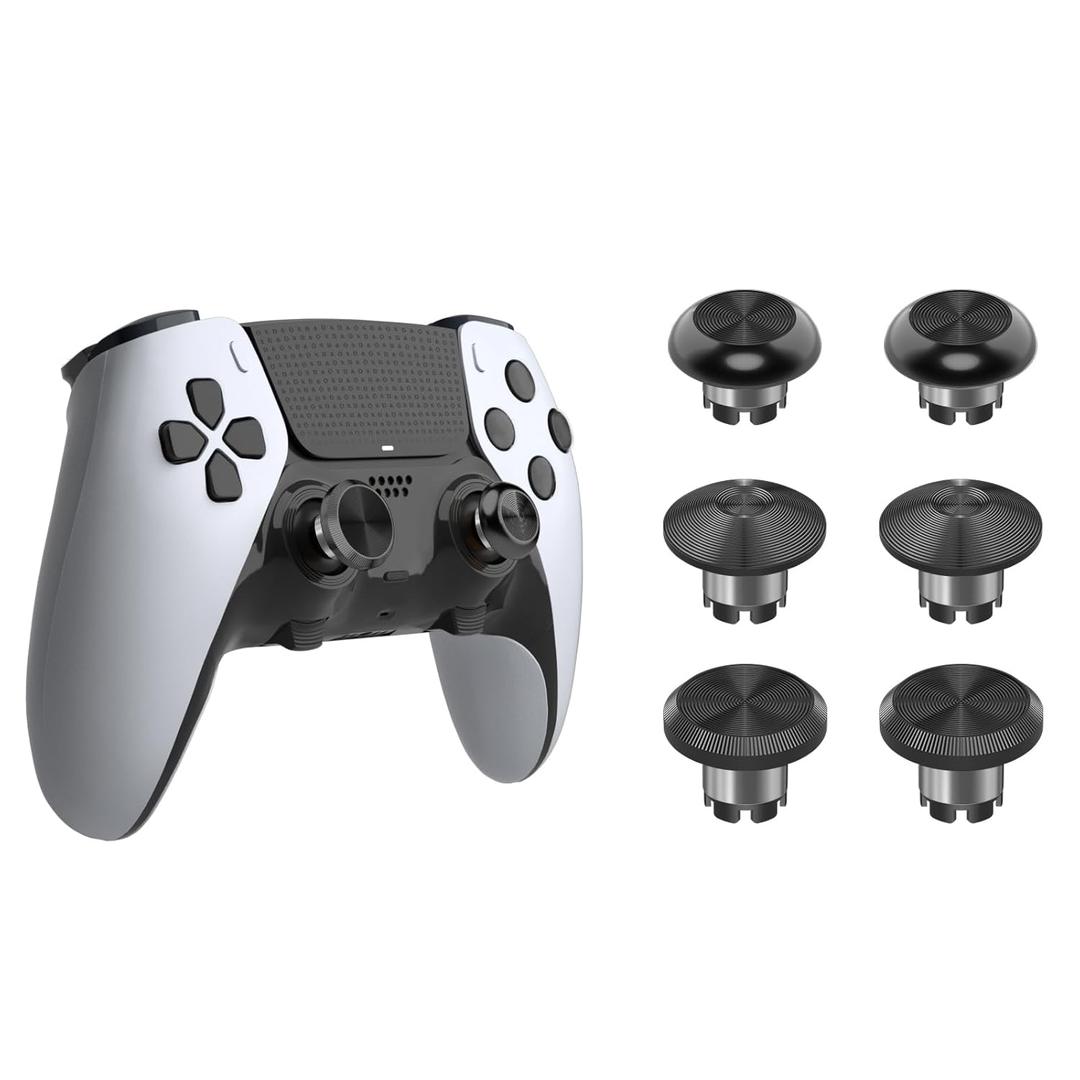 CHARM FOCUS Metal Thumbsticks for PS5 Edge Controller, Analog Thumb Sticks Caps Replacement Kit for PS5 Dual Sense Edge Stick Module, 6 Joysticks, Black