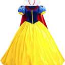 KUFV Women's Princess Costume Dress Snow White Princess Costume with Headband (XX-Large, Yellow)