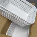 Really Good Stuff Medium Plastic Book Baskets, 11" x 7.5" x 4.5", 6 Pack, White, Versatile Storage Solution for Classroom, Home and Office, Toy Storage, Multi-Purpose