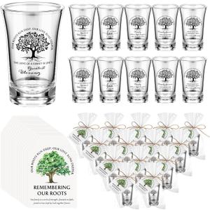 Roshtia 25 Sets Family Reunion Party Favors 5 Styles Adult Family Tree Acrylic Shot Glasses with Inspirational Card and Bag Adult Reunion Gifts