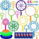 Roberly 25 PCS Big Bubble Wands Set with Tray Solution, Giant Bubbles Wands Toys for Kids Adults Summer Outdoor Activities Birthday Gifts Party Favors