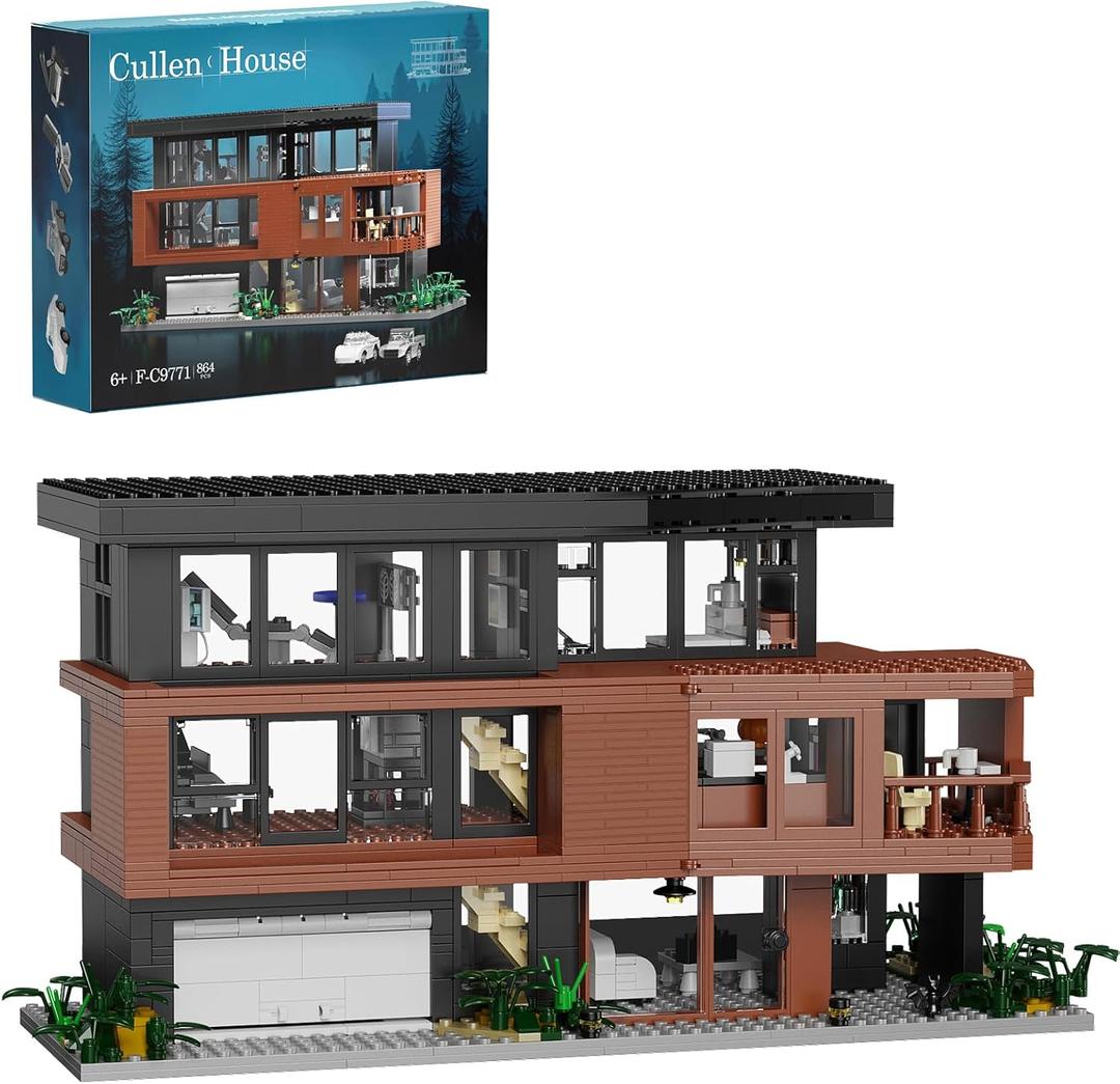 House Building Set Compatible with Lego Architecture Blocks Valentine Romance Films Fans House Creative Present for Adult Halloween Christmas (864 Pcs)