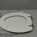 MAYFAIR 1844BNA 000 Toilet Seat with Brushed Nickel Hinges will Never Come Loose, ELONGATE, White - Brushed Nickel