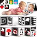 Black and White High Contrast Baby Books Flash Cards Tummy Time Mirror Toys Newborn Toys 0 6 Months Brain Development Infant Stimulating Sensory Toy 0-3 3-6 2 4 5 Months old Baby Boy Girl Shower Gifts