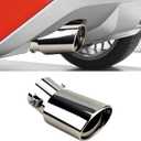 Universal Chrome Exhaust Tip, 1.5"2.1" Inlet, Stainless Steel, Adjustable Car Muffler Decorative Tip, Fits Pipes with 1.52.1" Diameter, 2.24" Outlet, 5.76" Long, Straight Pipe Kit (Curved)