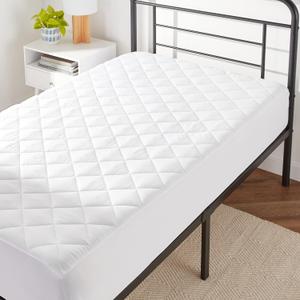Amazon Basics Hypoallergenic Quilted Mattress Topper Pad, 18 Inches Deep, Twin, White, 2 PC, 39/75 inch