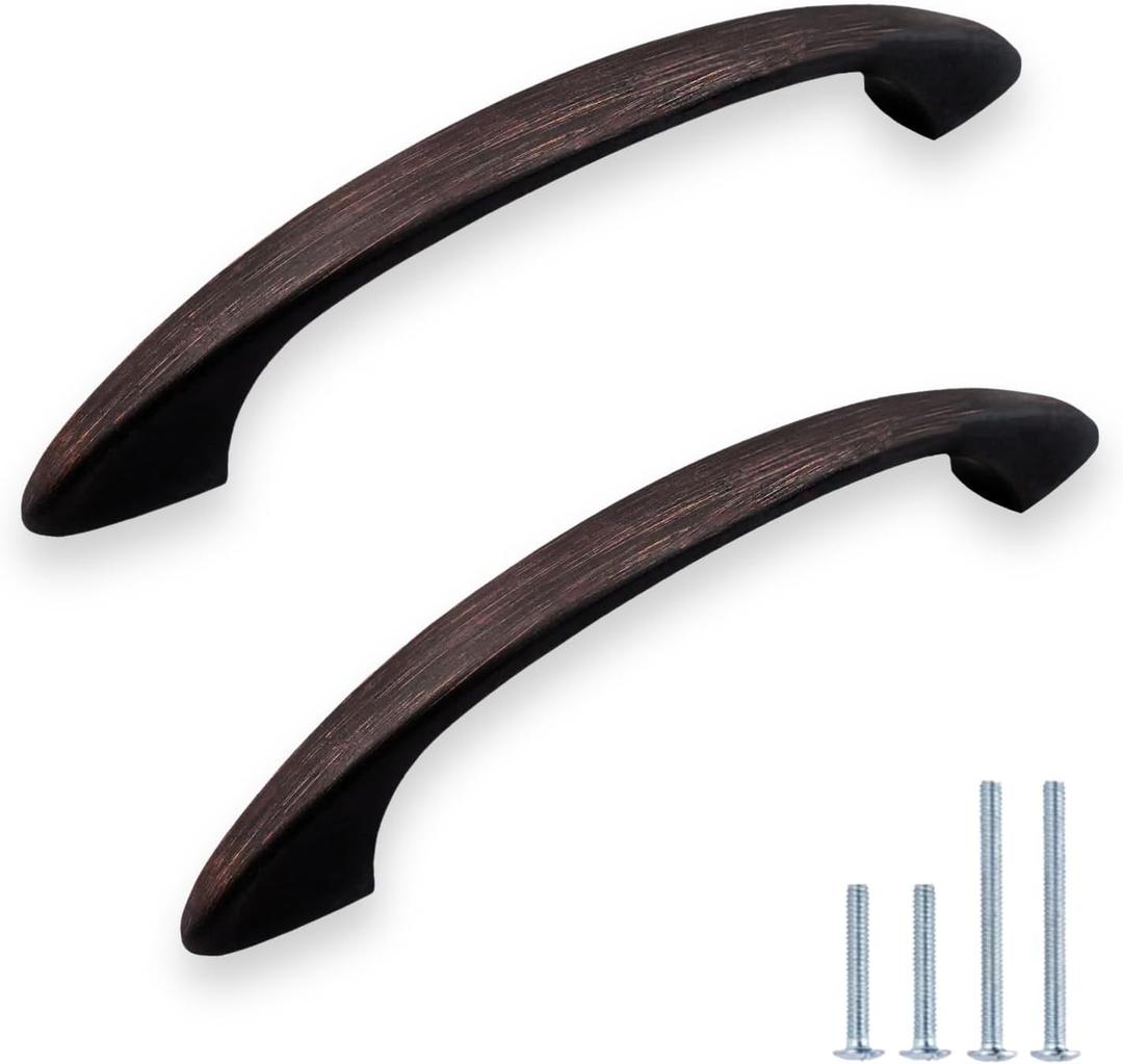 HESTIA HARDWARE 30 Pack | Oil Rubbed Bronze Dresser Handles Brushed Bronze Drawer Pulls, Modern Arched Cabinet Pull 3 inch Hole Center Cabinet Pull Drawer Hardware (Z9.30.O)
