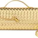 KDranxi Woven Handbag for Women Evening Shoulder Bag Casual Leather Handbag Fashion Crossbody Clutch Purse Gold
