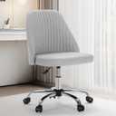 Sweetcrispy Armless Office Chair, Modern Fabric Home Office Desk Chairs with Wheels Adjustable Swivel Task Computer Vanity Seat for Small Spaces (Pale Gray)