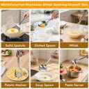 8 Pcs Cooking Utensils Set, Stainless Steel Kitchen Utensils, Heat Resistant Metal Kitchen Tools Include Solid & Slotted Spatula, Serving Spoon, Ladle, Pasta Server,Potato Maseher, Egg Whisk, Silver