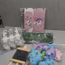 84 Pcs Adopt a Pet Party Supplies 24 Mini Animals 10 White Plastic Fence 24 Paper Gift Boxes 24 Adoption Cards with Mini Chalkboard and Artificial Lawn(Unicorn)