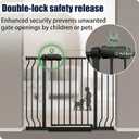Extra Wide Baby Gate 71.5-76.3" Dog Gate for Doorways, Pressure Mounted No Drill Safety Gate for Kitchen, Hallways, Black Metal Pet Gate for Dogs