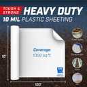 Crawl Space Vapor Barrier, 10 Mil 10' x 100', White Vapor Barrier, Thick Plastic Sheeting, Heavy Duty Polyethylene Film, Drop Cloth Covering for Crawlspace, Basement