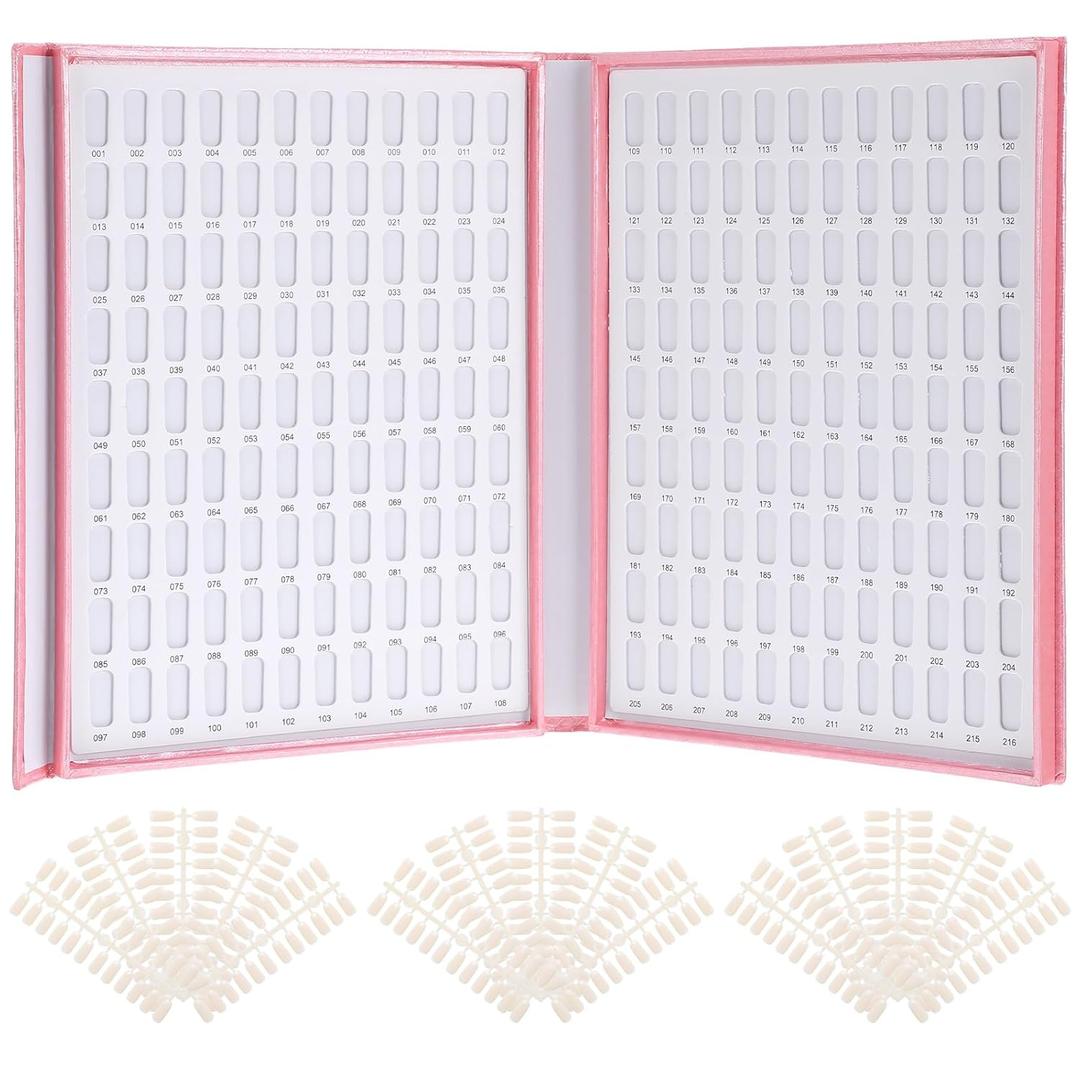 2 Pack 216 Colors Nail Display Book, Nail Gel Polish Display Chart with 480 Nail Tips, Nail Polish Sample Display Book for Nail Salon and Nail Painting Practice, No Need Glue