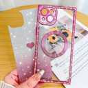 Fiyart Designed for iPhone 15 Case,Compatible with MagSafe Love Hearts Plating Soft Slim TPU Sparkle Rhinestone Glitter Shockproof Phone Bumper for Women Girls 6.1"-Hot Pink