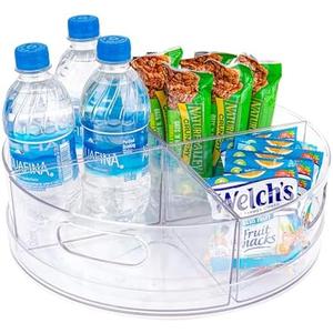 Oizeir Lazy Susan Turntable - Clear Acrylic, Removable Sections, Rotates 360 Degrees. Easily Organize Your Fridge, Cabinet or Counter. Great Carousel Storage for Food, Spices, Cosmetics. (4-Sections)