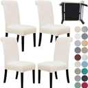 SPRINGRICO  Dining Room Chair Covers with seat Belt, Stretch Parsons Chair Slipcover Washable Kitchen Dining Chair Cover Removable Seat Protector Set of 4, S3- Warm Cream