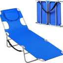 WLIVE Beach Chair for Adults, 4-Position Folding Tanning Chairs with Face Hole, 2 Legs Support Portable Outdoor Chair for Beach, Pool, Blue