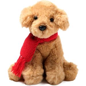Bearington Grizwald Golden Retriever Christmas Stuffed Animals - 7.5" Stuffed Dog - Soft Plush Puppy Toy with Red Scarf - Adorable for Teens, Kids, Toddlers, and Dog Lovers
