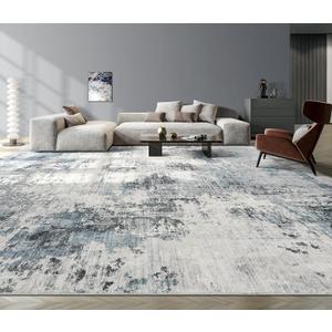 Washable 12x14 Area Rugs for Living Room: Abstract Modern Home Decor Rug | Soft Stain Resistant, Non-Slip, Pet & Kid Friendly - Large Carpet for Bedroom/Dining Room/Office/Nursery Grey Blue