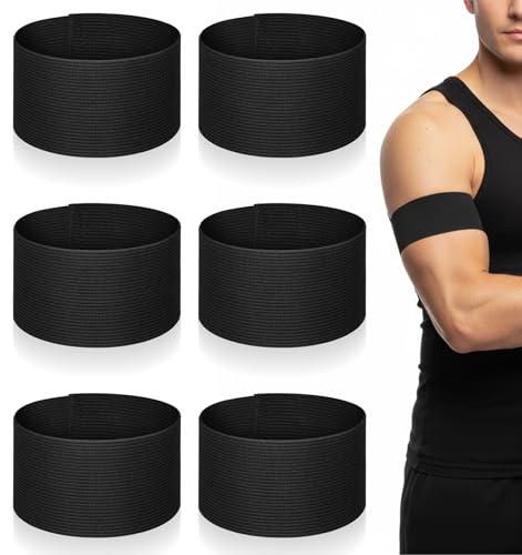 6PCS Black Arm Bands Mourning, Nylon Football Arm Bands, Adjustable Elastic for Soccer Basketball Funeral Mourning (Black)