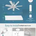 28'' Outdoor Ceiling Fans with Lights and Remote, LED Gazebo Hanging Fan with Hook, 3CCT 3000K-6500K Dimmable Gazebo Fan, 6-Speed Quiet Ceiling Fan with Timer for Patio, Porch, Pergola, Garage, White