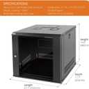 Tecmojo 9U Wall Mount Server Cabinet IT Network Rack Enclosure Lockable Door and Side Panels Black,Cooling Fan, Glass Door, 17.7inch Depth,for 19 IT Equipment, A/V Devices