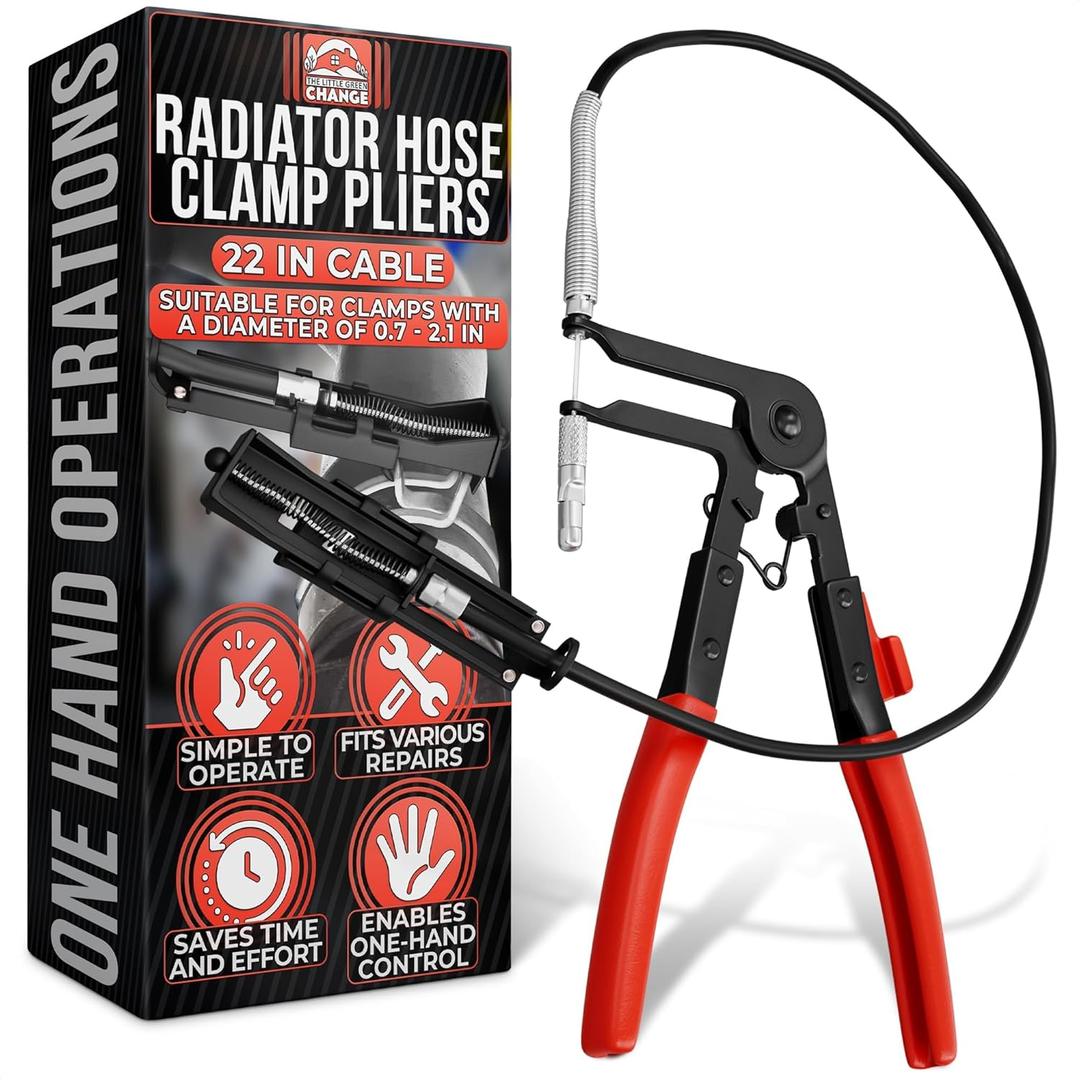 Radiator Hose Clamp Pliers Automotive  Corrosion-Resistant Hose Clamp Tool with Non-Slip Polymer Coating, Tension & Ratchet Locking Mechanisms  Reliable, Easy to Use, Time-Saving for Car Repairs