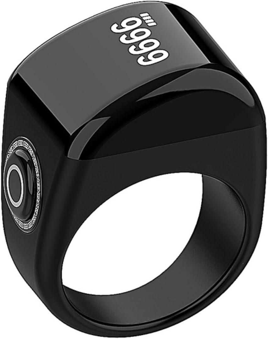 Zikr Ring- Muslim Digital Azan Alarm Clock, Digital Tasbih Finger Counter with OLED Screen, Waterproof, APP Support Counter Smart Ring(Black, 10 inch)