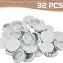 MECCANIXITY 32PCS 42mm(1 5/8") Light Gray Plastic Hole Plugs, Flush Type Panel Hole Plugs Insert End Caps for Locking Hole Tubes Furniture Cabinet
