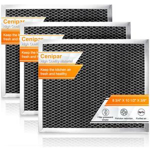 Cenipar 97007696 Range Hood Filter Charcoal Odour Filter for Range vent hood (8 3/4" X 10 1/2" X 3/8")-3 Pack