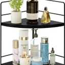 ZGO 2-Tier Bathroom Counter Organizer, Corner and Makeup Organizer for Vanity and Kitchen Counter, Perfume Organizer (Black)