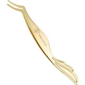 Pretty memory DIY Eyelash Applicator Tool, Curved Eyelash Tweezers for False Lashes, Lash Applicator for Easy Lashes Application and Removal, Gold