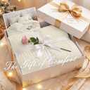 JOLLYVOGUE Ivory Twin Size Comforter Set, 2 Pieces Seersucker Lightweight Fluffy Bedding Set, Twin Ruffle Comforter, All Season Soft Microfiber Shabby Chic Bed Set