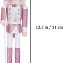 PRETYZOOM Pink Wooden Nutcracker Doll - 12 Inch Christmas Decoration Soldier with Base for Holiday Decor, Tabletop Display