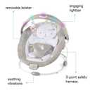 Ingenuity InLighten Baby Bouncer Infant Seat with Light Up -Toy Bar, Vibrations, Tummy Time Pillow & Sounds, 0-6 Months Up to 20 lbs (Twinkle Tails Bunny)