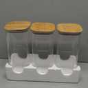 71oz Rectangle Airtight Glass Storage Containers with Bamboo Lids (Set of 3), Square Food Storage Jar, Pantry Organizers for Sugar, Flour, Spaghetti and Coffee beans (with Black Lable)