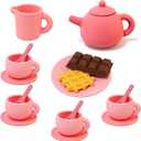 Silicone Tea Set for Toddlers, Play Tea Party Set, A Cute Pink Outfit Suitable for Toddler Girl