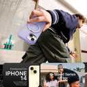 QTlier case for iPhone 14, 360 Rotatable Ring Stand, Raised Camera Frame, Shockproof with MagSafe Lilac